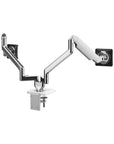 Humanscale M2.1 dual monitor arm polished aluminum finish. Back View. Kansas City Office Design.