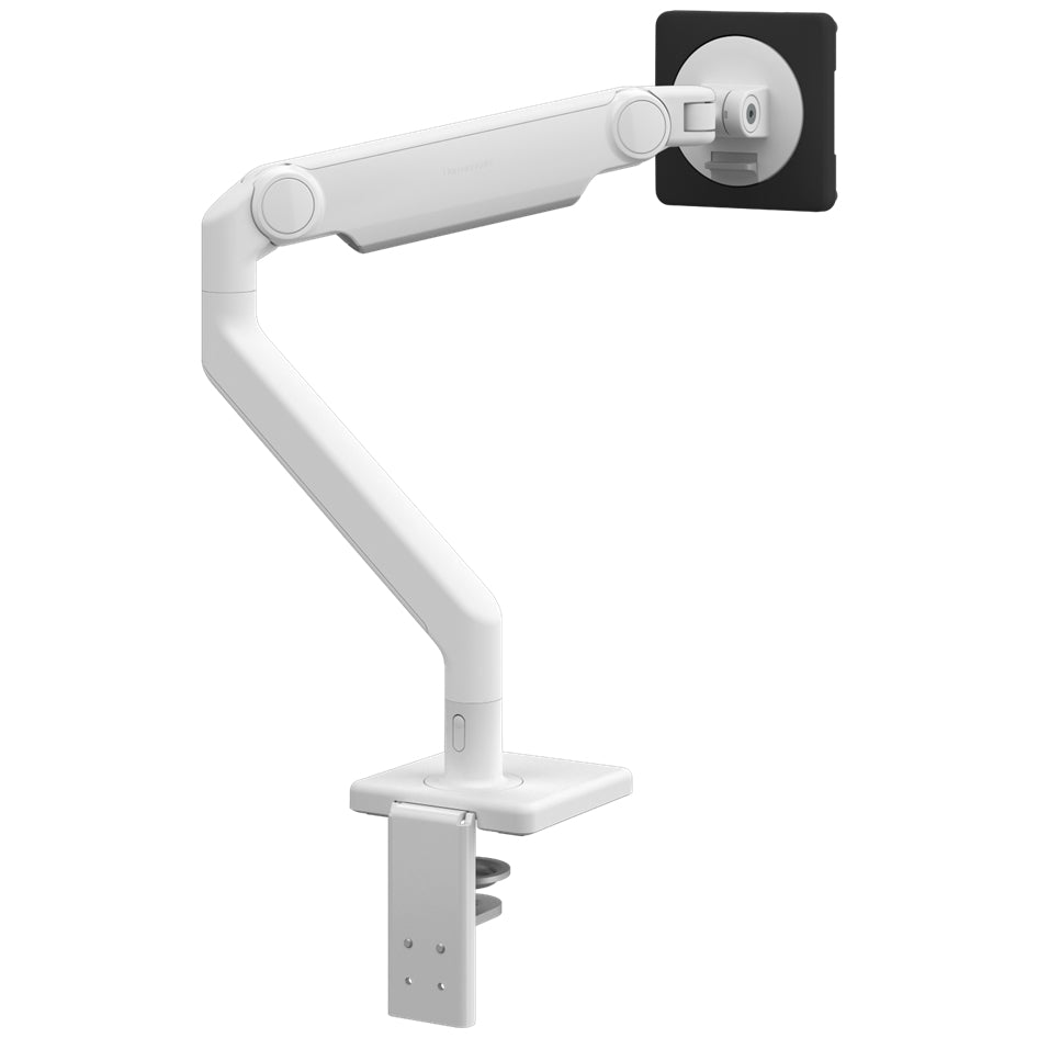 Humanscale M2.1 single monitor arm white finish. Back View. Kansas City Office Design.