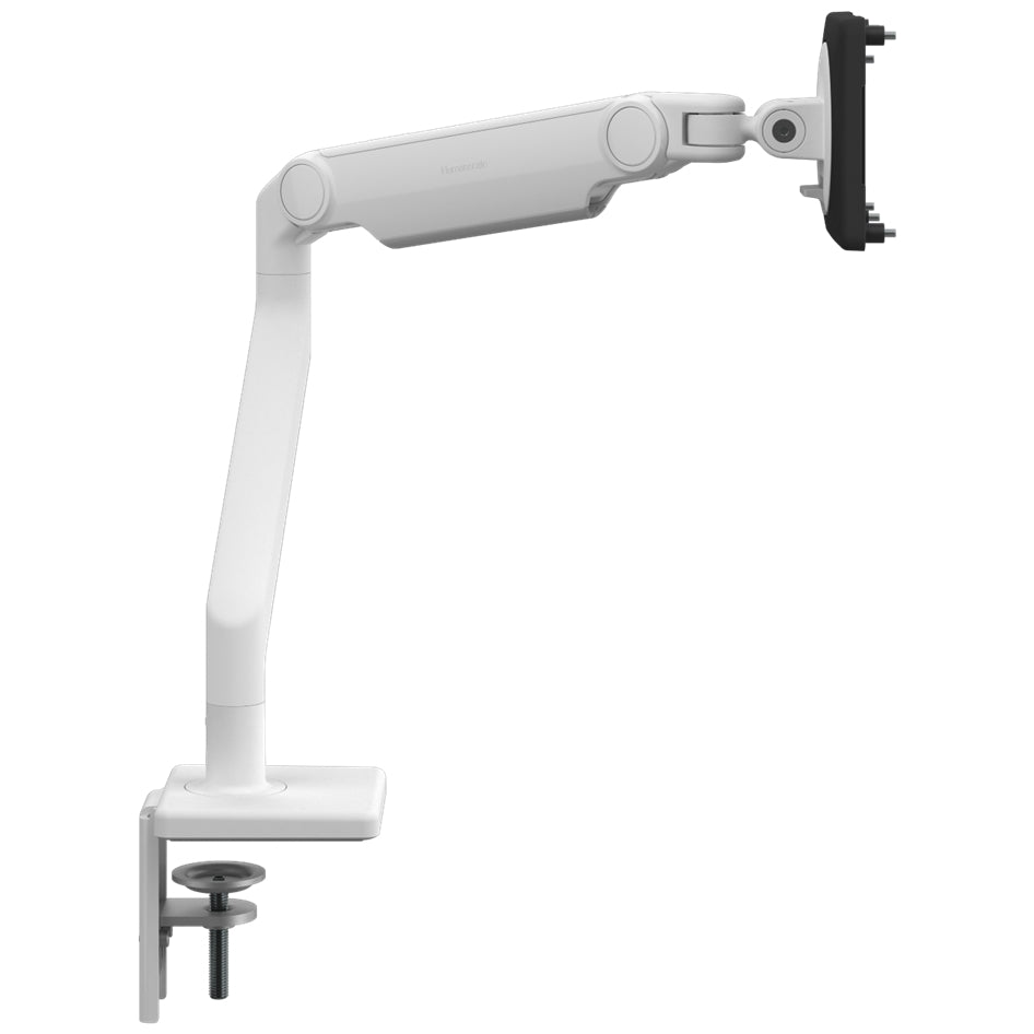 Humanscale M2.1 single monitor arm white finish. Side View. Kansas City Office Design.