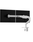 Humanscale M8 Pro Monitor Arm – Heavy-Duty Single & Dual Monitor Desk Mount (Up to 50 lbs), Dual Monitor Arm (Crossbar), White, back view. Kansas City Office Design.