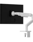 Humanscale M8 Pro Monitor Arm – Heavy-Duty Single & Dual Monitor Desk Mount (Up to 50 lbs), Single Monitor Arm, White, back view. Kansas City Office Design.