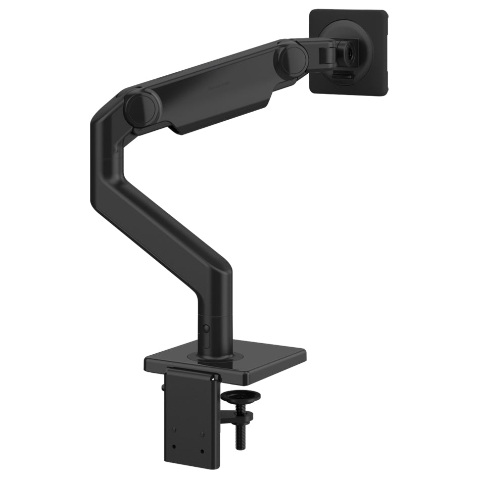 Humanscale M8.1 monitor arm in Black finish. Back view.