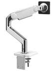 Humanscale M8.1 monitor arm in polished aluminum finish. Back view.