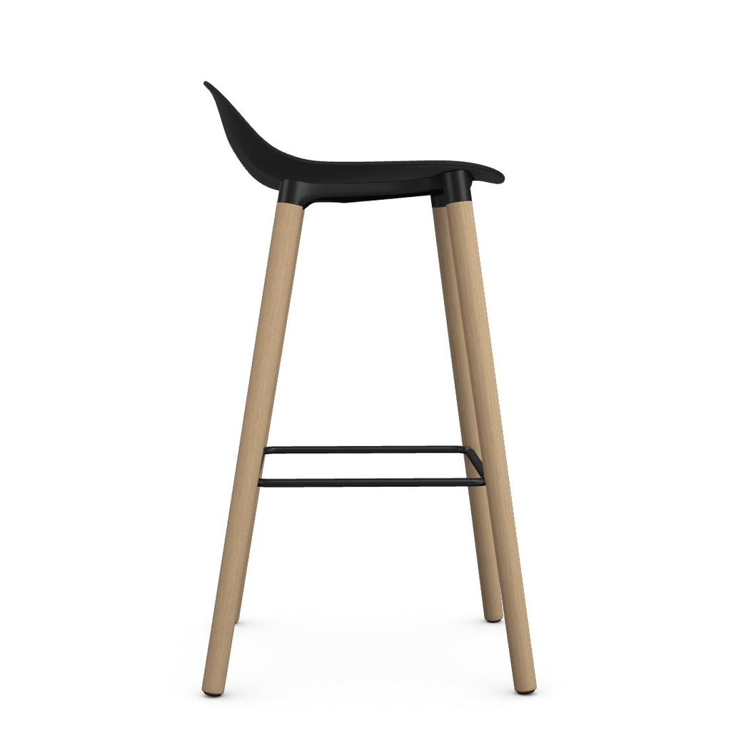 Kin Low-Back Barstool with Wood Legs