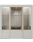 Meeting Room Phone Booth – White Soundproof Office Pod with Glass Door and Seating. Kansas City Office Furniture