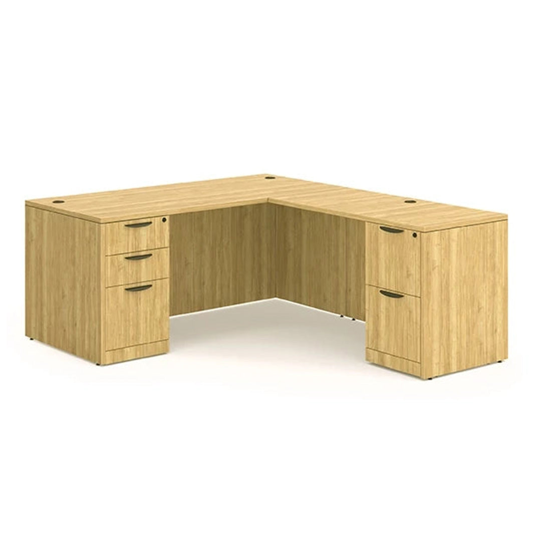 L-Shaped Double Pedestal Office Desk 36&quot;x72&quot; with 24&quot;x48&quot; Return - Kansas City Office Furniture