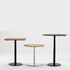 Three Humanscale Height Adjustable Float Gather tables (30" Round, 36" Round, 30" Square) with different designs on a white background. Kansas City Office Design.