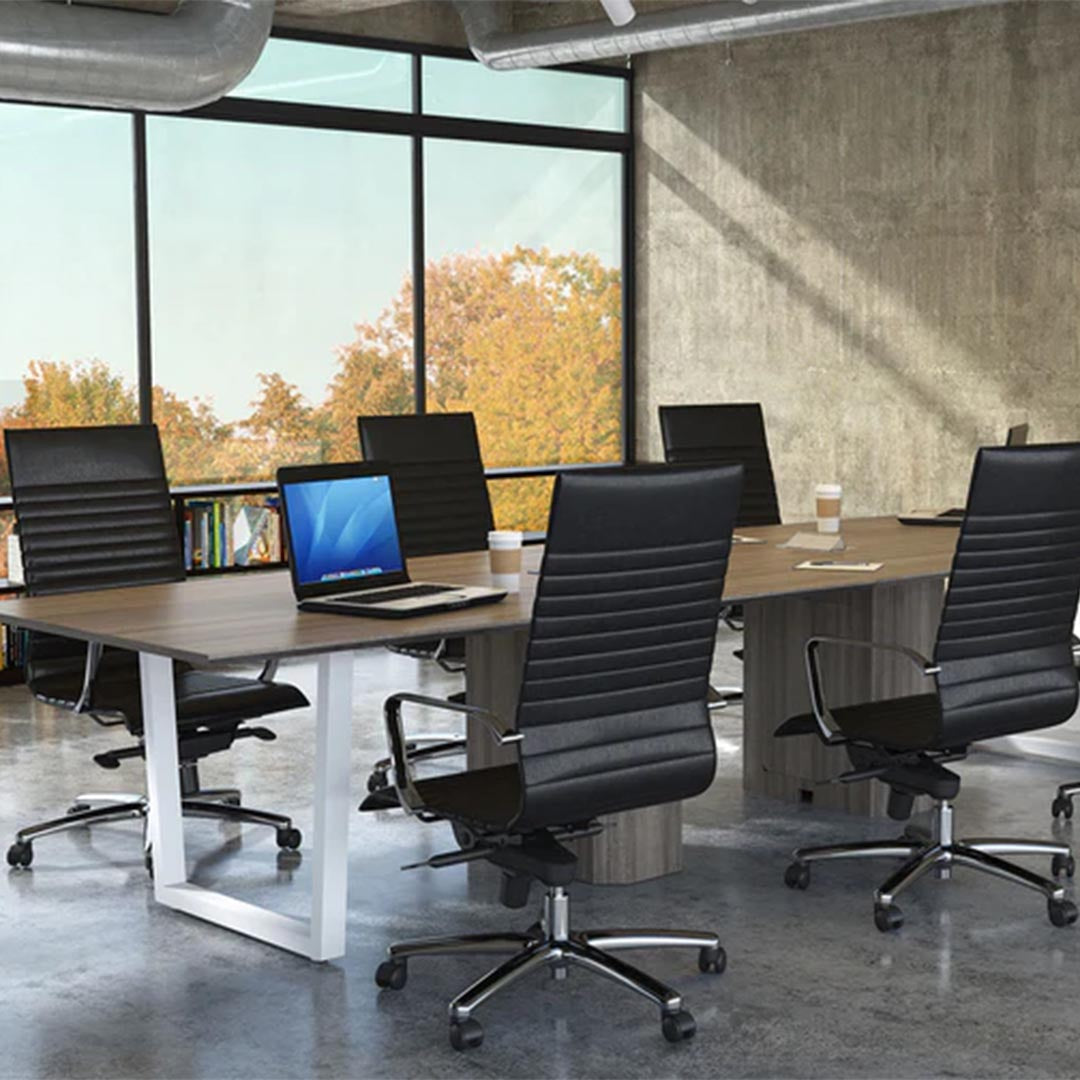 Vogue Conference Chair High-Back in Black PU around conference table - Kansas City Office Furniture