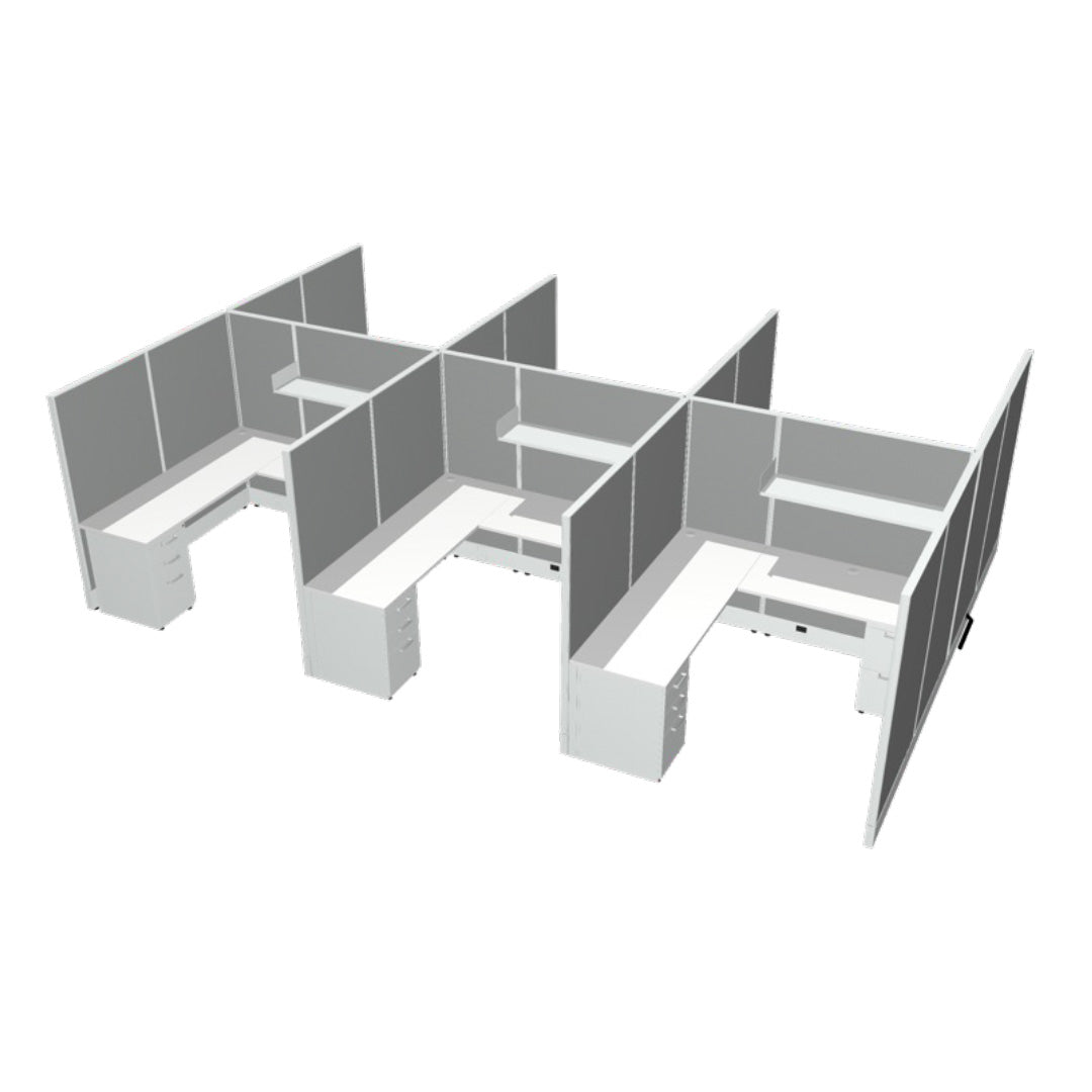 6 Person DFT 6ft x 6ft Cubicle Desk - 66"H - Kansas City Office Furniture