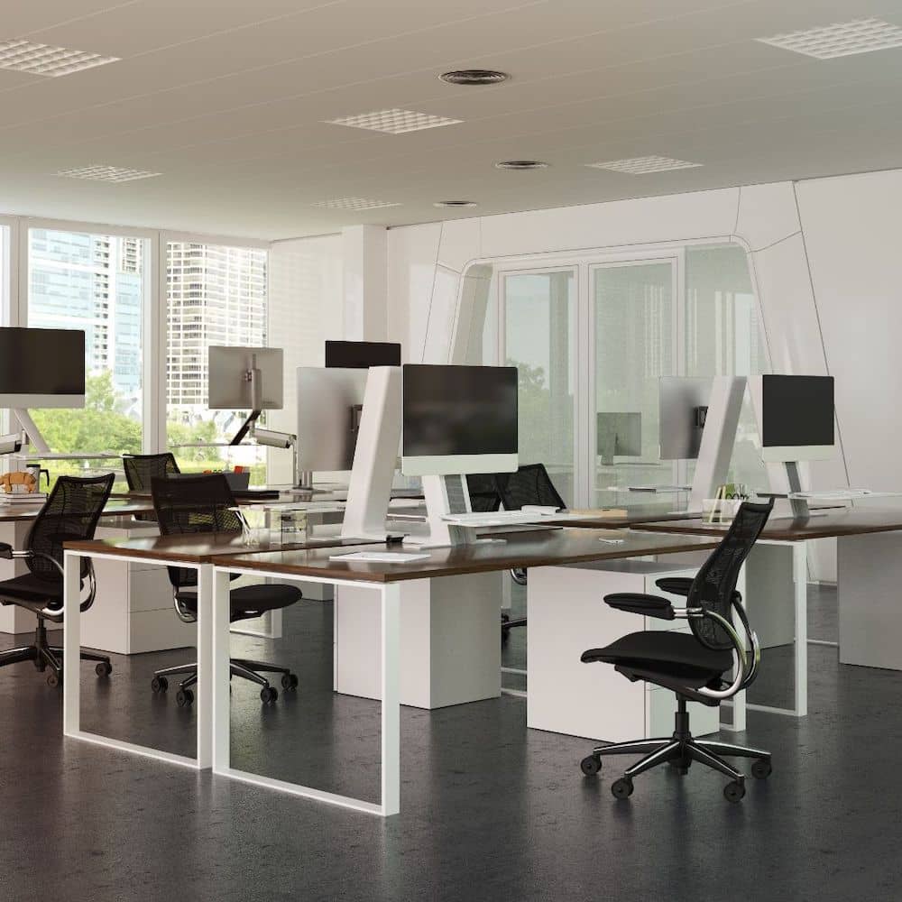 Commercial Office Space with HumanScale Liberty desk Chairs. Kansas City Office Furniture.