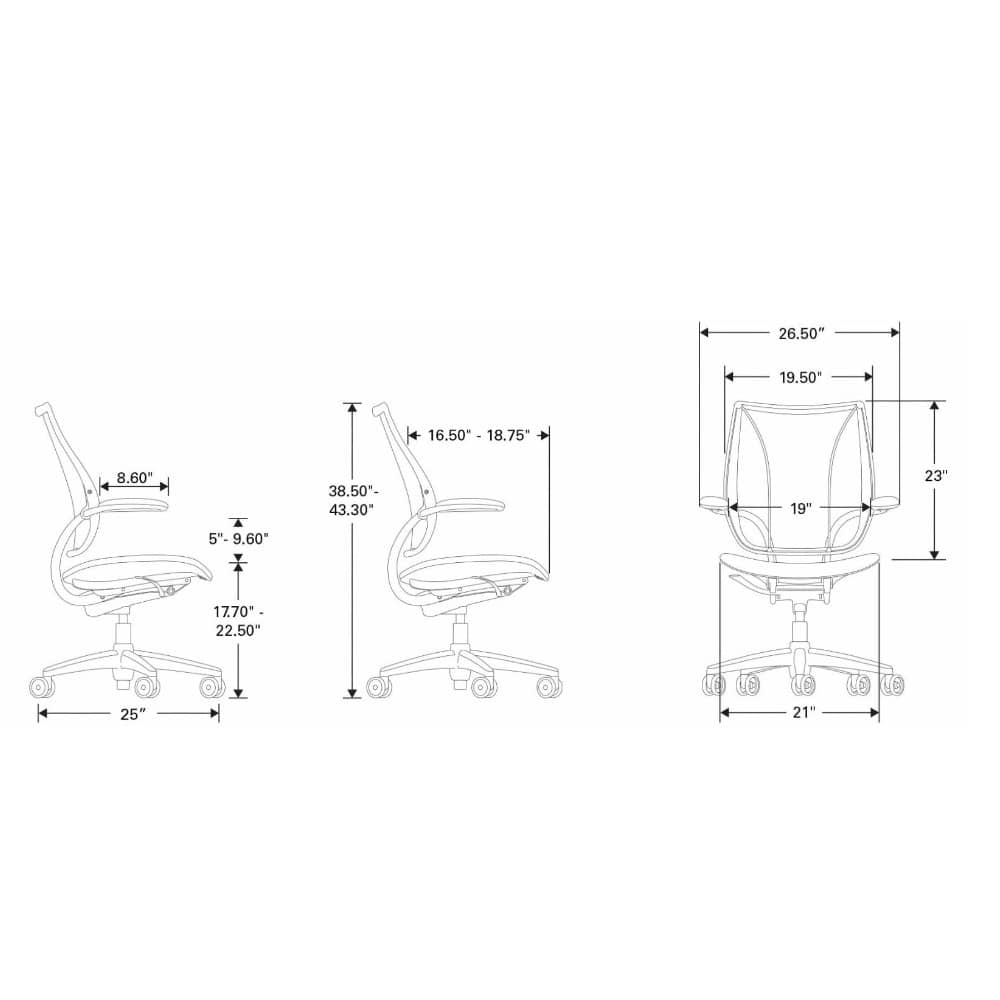 HumanScale Liberty desk Chair with Black fabric seat, fabric back, and frame. Ergonomic Desk chair Kansas City, Missouri.